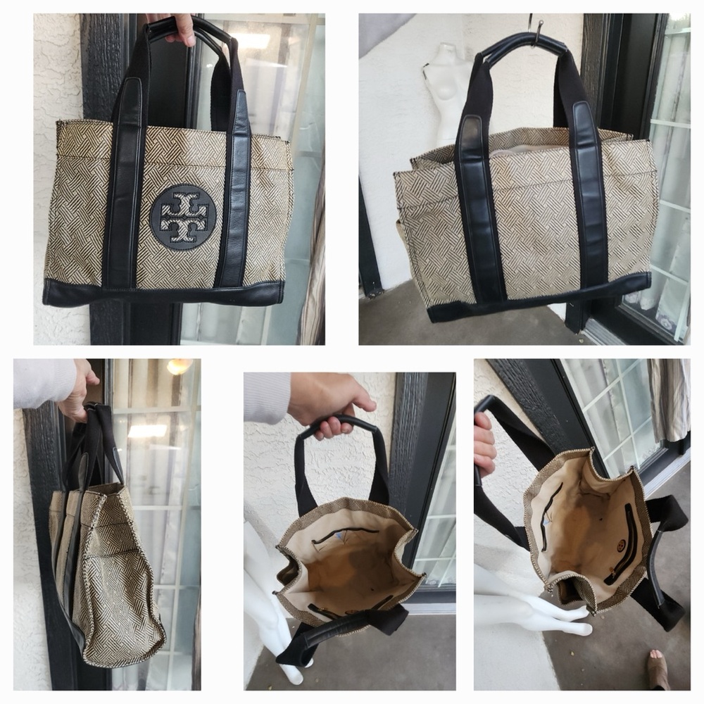 Tory Burch Black and Cream Laptop Bag